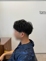 タメ(tame-)&nbsp;サーフカール/フェザーパーマ/ブルーブラック【都賀/メンズ】