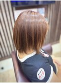 縮毛矯正/毛先軽めのミディアムボブスタイル