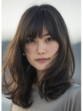 フラッグ(flag) 大人レイヤーミディ × 透け感ゆる揺れヘア