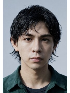 ゼンコー アオヤマ(ZENKO Aoyama) 黒髪×ウルフ×無造作パーマ【メンズパーマ表参道渋谷原宿】