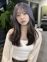 コード 四条河原町駅店(CHORD) ラベンダー ルーツカラー グレージュ × ロングレイヤー