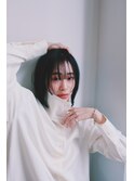 暗髪×ぱっつんレイヤーボブ