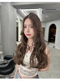 博多/韓国ヘア/センター分け/グレージュ/レイヤーカット/前髪