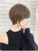 愛されショートくびレイヤーオリーブベージュ