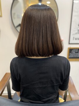 サロン ハナノ(Salon Hanano) ミニウルフ20代30代40代明るめオリーブベージュ前髪なしボブルフ