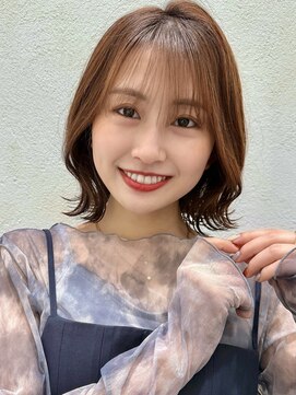 ステアケース 武蔵小杉店(stair:case) くびれボブきりっぱなしボブウザバングマロンベージュ20代30代