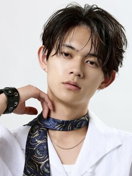 オーシャントーキョー 原宿(OCEAN TOKYO) ニュアンスパーマフェザーパーマコンマバングセンターパート黒髪