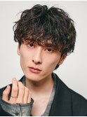 心斎橋シャドウパーマメンズマッシュウルフカット波巻きパーマ