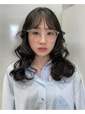 黒髪ロング/ウェーブヘア/韓国巻き