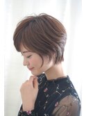 大人可愛い20代30代40代小顔ショートボブ前下がり丸みボブ