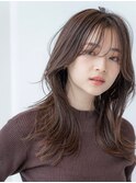 大人かわいいフルバングハッシュカットレッドブラウンカラー