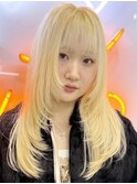 ブロンドレイヤー[新宿駅/美髪/ピンクブラウン]