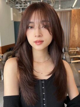 ノイカーム(noi Calm) 顔周りレイヤーカットくびれヘアミルクティーベージュカラー