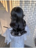 ハーフツイン リボンアレンジ コテ巻き イベントヘア 推し活ヘア