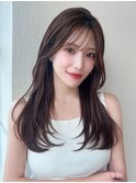 シャギーレイヤー韓国ワンホンヘアシースルーぱっつん前髪