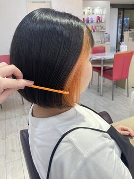 フェイバリットビューティシャルム(Favorite Beauty Charme) オレンジイヤリングカラー×ボブスタイル×上大岡駅近く