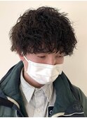 メンズパーマ波巻きツイストスパイラル刈り上げセンターパート