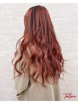 ネウィ 大分中央町店(newi)&nbsp;高発色ピンクベージュダブルカラーロング波巻き艶髪