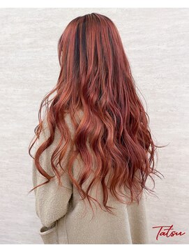 ネウィ 大分中央町店(newi) 高発色ピンクベージュダブルカラーロング波巻き艶髪