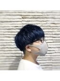 色落ち/ツーブロック/ブルーブラック/ツーブロックマッシュ