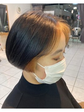 ミューズ 新小岩店(HAIR&NAIL MUSE) フェイスフレミングインナーうるツヤ耳だしショートマチルダボブ