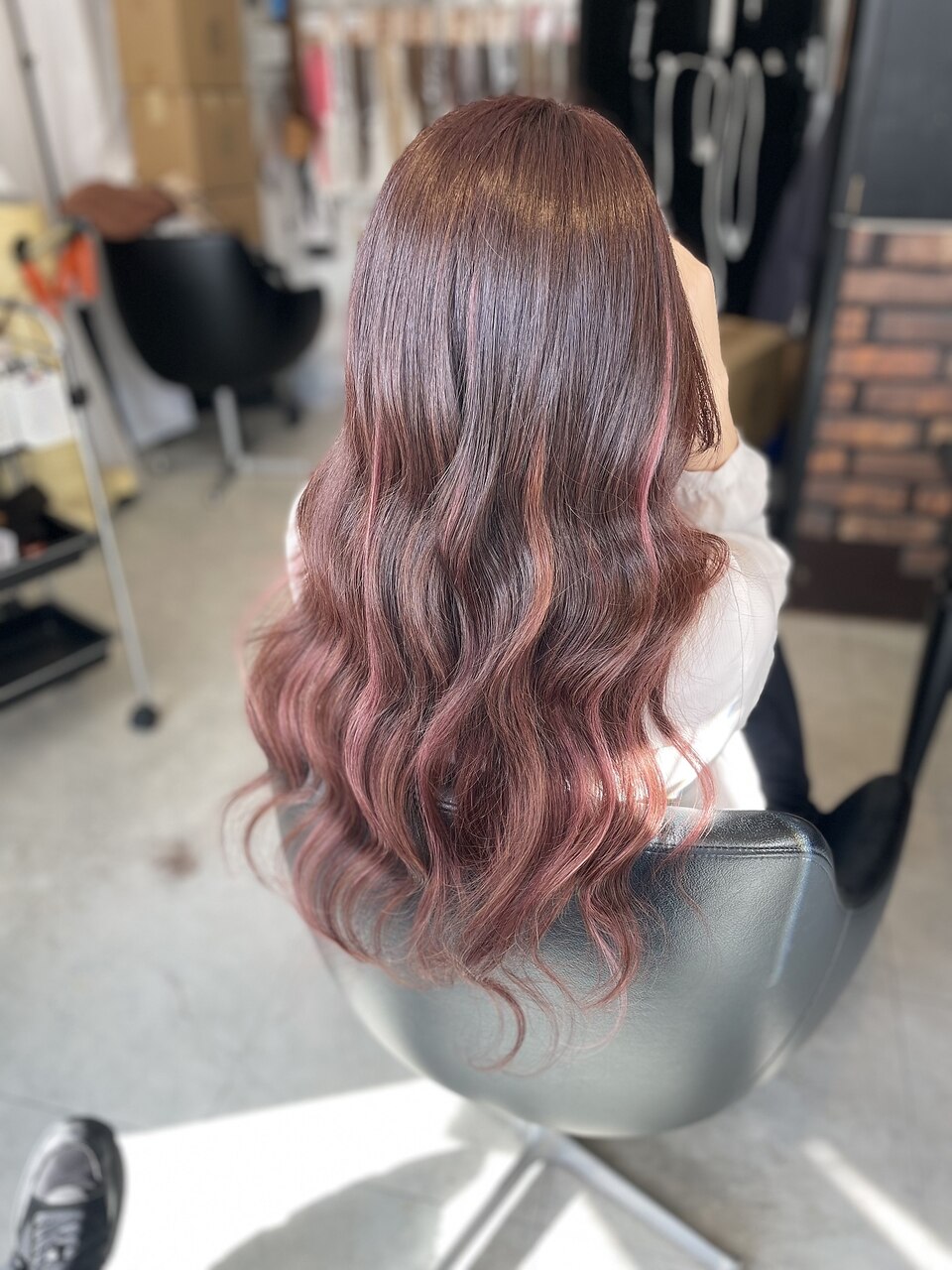 ＊ローズピンクベージュ＊トップエクステ 20代30代大人可愛いプルエクステピンクベージュハイライト：L177971757