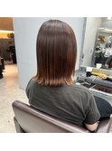 イメチェンハッシュカットフルバング似合わせレッドブラウン