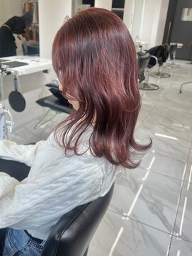 ランテルディ 渋谷(LANTERDIT) レッドブラウン　チェリーレッド　顔周りレイヤー