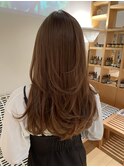 ロングレイヤー×柔らかベージュ