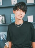 メンズツーブロックマッシュ/アッシュブラック