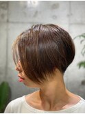 大人かっこいいショート/40代50代60代70代/ブラウン