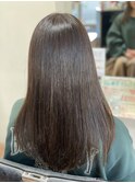 ロングレイヤーインナーボブ2way韓国ヘアアッシュブラウンカラー