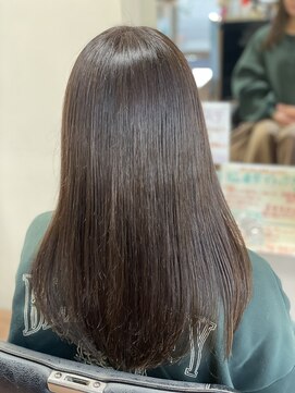 オリーブ 美容室 ロングレイヤーインナーボブ2way韓国ヘアアッシュブラウンカラー