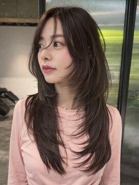 シオン(shion) 顔周りレイヤーロング韓国ヘアイメチェン_F1560