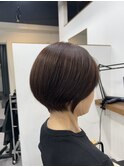韓国風ミニボブタンバルモリ切りっぱなしボブ前髪あり小顔ボブ