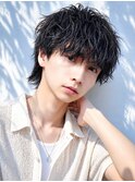 ソフトツイストパーマラウンドマッシュナチュラル縦落ち