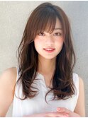 ★小顔ワンカールレイヤーカットくびれヘアアプリコットオレンジ