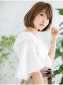 センター北/髪質改善/斜めバング×パールベージュのカールボブf