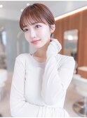 大人かわいい前髪セシルカットココアブラウンフリンジウェーブす