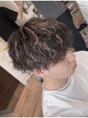 メッシュパーマ波巻きパーマハイライトカラーメンズブリーチ