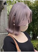 渋谷ブリーチカラータッセルボブ顔周りレイヤー切りっぱなしボブ