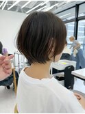 ショート/暗めカラー/髪質改善ストレート/白髪ぼかし