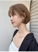 外国人風ボブパーマ モカベージュカーテンバング海外ガールt15