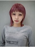 【GEEKS渋谷】ブリーチカラー/青みピンク/ハッシュカット/ウルフ