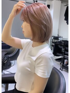 オールヘア(ALL HAIR) 【岡山駅/ダブルカラー】タッセルボブ×ペールピンク