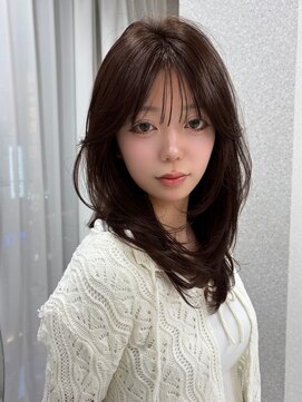 天神美容室 レイヤーカット/ハッシュカット/ピンクベージュ/前髪