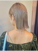 Wカラーハイトーンボブ/グリッターアレンジ