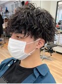 ツイストスパイラルパーマツーブロックツイストパーマフェード