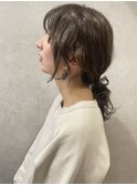 ミディアムニュアンスパーマ簡単結ぶだけアレンジ