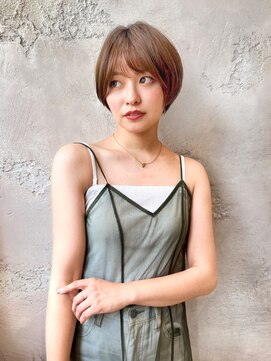 ロンドローズ 名古屋(Lond damaskRose) ブリーチ 学割 オリーブベージュ レイヤーカット リタッチ802